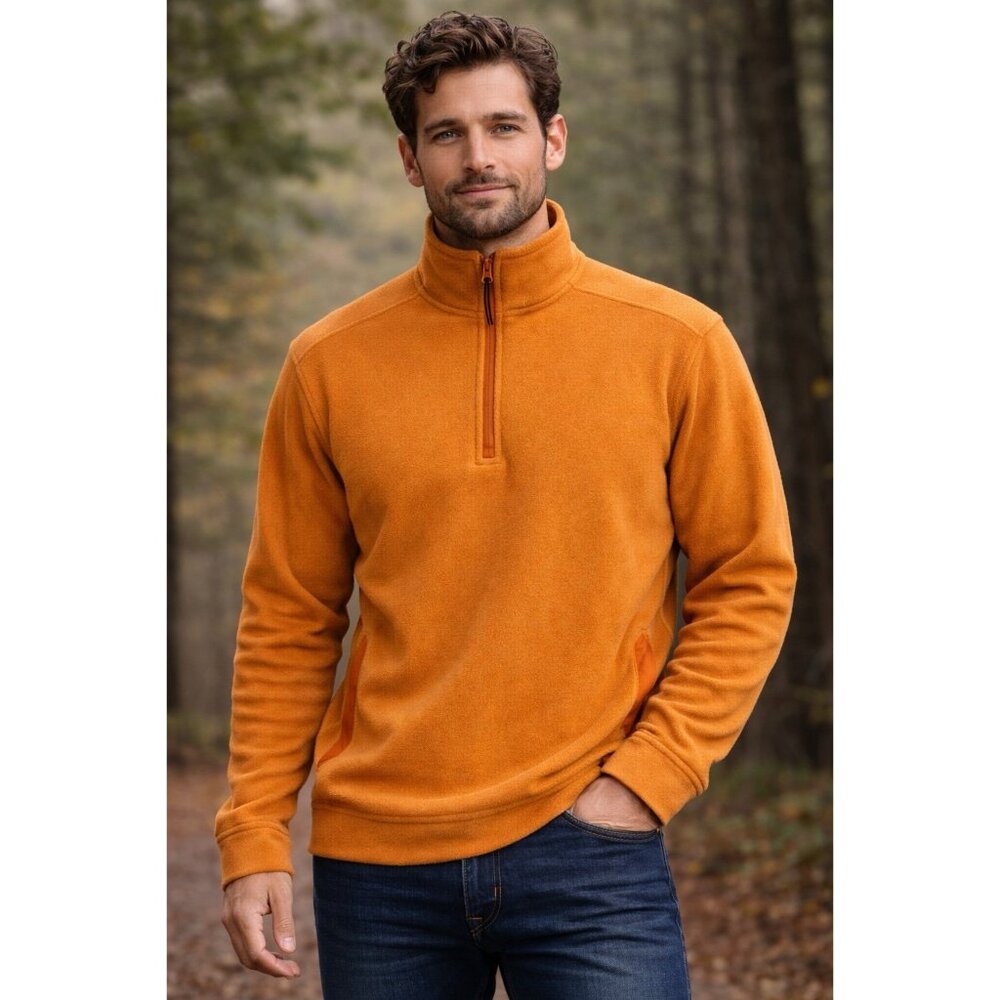 1/4 Zip Fleece Pullover Men`s Size XL Orange All In Motion Sweatshirt NWOT
